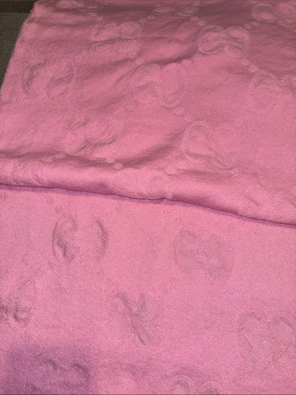 Gucci Pink Jacquard GG wool Logo Scarf - Picture 3 of 6